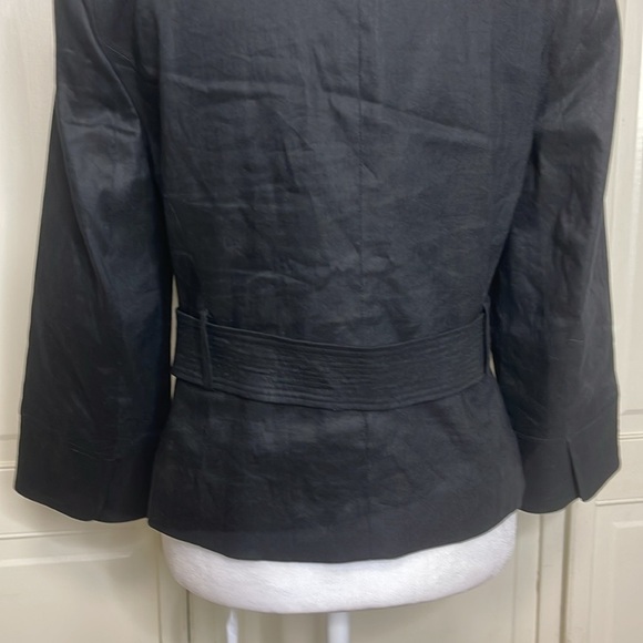 Boutique Essentials Women’s Black Linen High Collar Blazer Jacket Top Size 8 - Picture 9 of 12